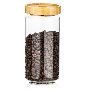 4Home Szklany pojemnik do żywności z wiekiem Bamboo Style, 1000 ml, 1000 ml