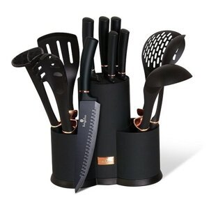 Berlinger Haus 12-częściowy zestaw przyborówkuchennych w stojaku Black Rose Collection