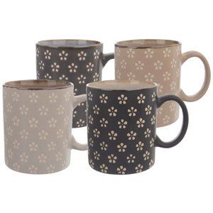 Orion Komplet kubków ceramicznych KWIATY 350 ml, 4 szt.