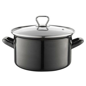 Garnek emaliowany z pokrywką 3,3 l, czarny