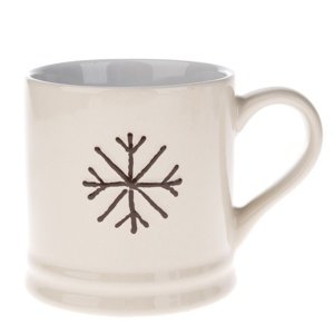 Świąteczny kubek ceramiczny Płatek śniegu, 420 ml, biały