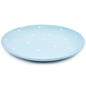Ceramiczny talerz płytki w kropki, jasnoniebieski