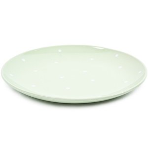 Ceramiczny talerz płytki w kropki, zielony
