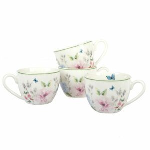 4-częściowy zestaw porcelanowych kubków Flower Garden, 90 ml
