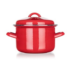 Banquet Garnek emaliowany z pokrywką Milton czerwony 16 cm, 2 l, 16 cm