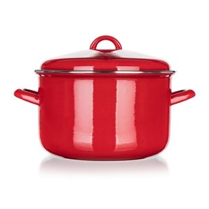 Banquet Garnek emaliowany z pokrywką Milton czerwony, 24 cm, 5,9 l, 24 cm