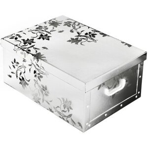 Pudełko do przechowywania z pokrywą Ornament 51 x 37 x 24 cm, biały