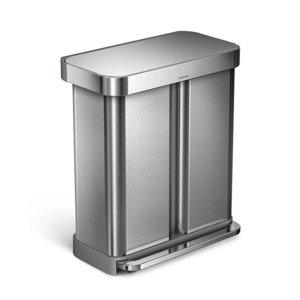 Simplehuman Kosz na śmieci z pedałem do segregacjiodpadów, 58 l, stal szczotkowana, FPP