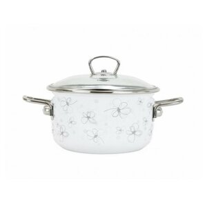 Belis Garnek emaliowany z pokrywką Premium, biały, 18 cm, 2,2 l, 2,2 l