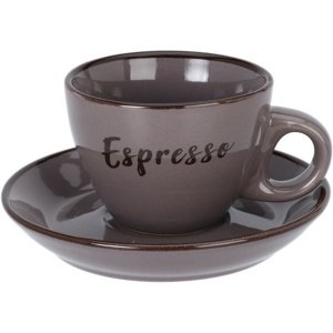 Filiżanka kamionkowa ze spodkiem Espresso, 100 ml, ciemnoszary