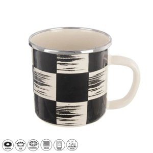 Kubek emaliowany Orion Szachownica, 0,41 l, śr.8,8 cm