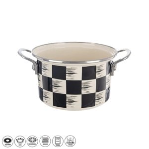 Garnek emaliowany Orion Szachownica Lem, 2 l, śr.18 cm