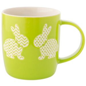 Altom Kubek porcelanowy Króliki, 360 ml, zielony