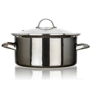 Banquet Garnek emaliowany METALLIC Black 22 cm, 3,7 5 l, z pokrywką, 22 cm