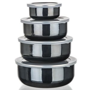Banquet Zestaw misek emaliowanych METALLIC Black, 8 szt.