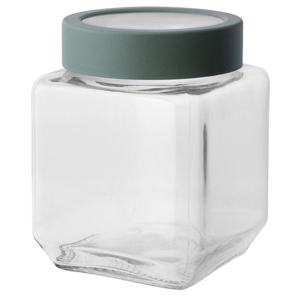 Altom Szklany kwadratowy słoik z pokrywką 500 ml,zielony, 500 ml