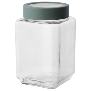 Altom Szklany kwadratowy słoik z pokrywką 700 ml,zielony, 700 ml