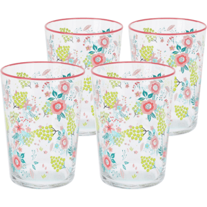 4-częściowy zestaw szklanek Flowers & Fruits510 ml, różowy
