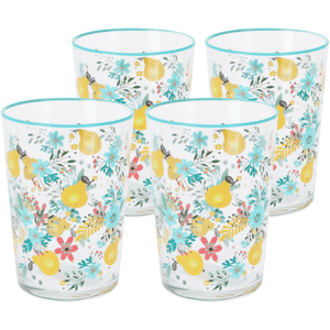 4-częściowy zestaw szklanek Flowers & Fruits 510 ml, niebieski