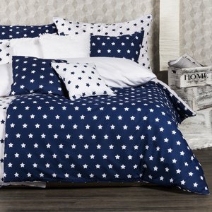 4Home pościel bawełniana Stars Navy blue, 140 x 220 cm, 70 x 90 cm