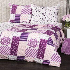 4Home Pościel z kory Patchwork violet, 140 x 220 cm, 70 x 90 cm