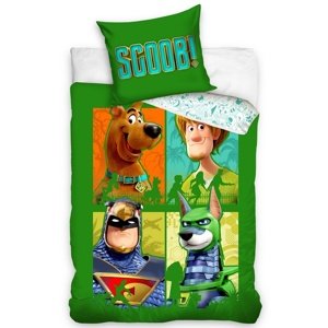 Dziecięca pościel bawełniana Scooby Doo Zielona czwórka, 140 x 200 cm