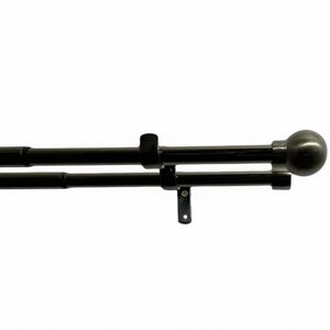 Podwójny zestaw karniszy regulowany Kula 16/19 mm, czarny nikiel, 120 - 230 cm, bez kółek, 120 - 230 cm
