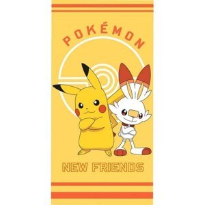 Ręcznik kapielowy dla dzieci Pokemon Pikachu i Scorbunny, 70 x 140 cm
