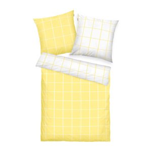 Tom Tailor Pościel bawełniana Light Lemon & Crisp White, 200 x 220 cm, 2 szt. 80 x 80 cm