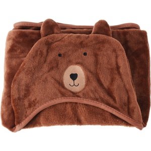 Polarowy kocyk dziecięcy z kapturem Bear brązowy,70 x 100 cm