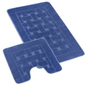 Bellatex Zestaw dywaników łazienkowych Bany z wycięciem Prostokąt niebieski, 60x100, 60 x 50 cm