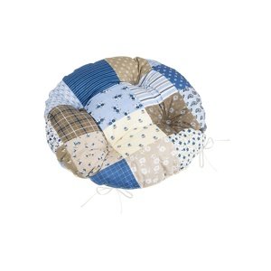 Bellatex Poduszka do siedzenia Adela pikowanaokrągła Patchwork niebieska 40 x 40 cm