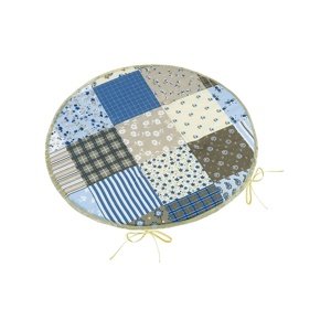 Bellatex Poduszka do siedzenia Adele okrągłagładka Patchwork niebieska 40 x 40 cm