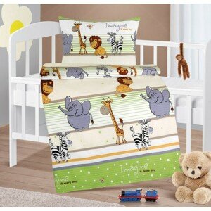 Bellatex Baby pościel z krepy Agata Safarizielona, 90 x 135 cm, 45 x 60 cm