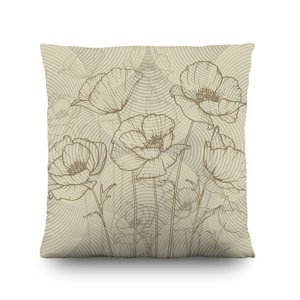 Poduszka Poppies beżowa, 45 x 45 cm