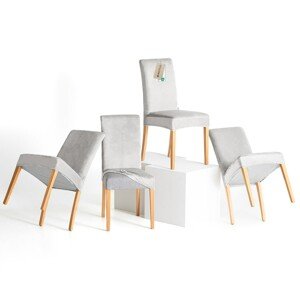 Restilo Pokrowiec na krzesło Sento srebrny, 48 x48 x 58 + 10 cm, zestaw 4 szt.