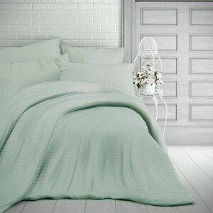 Kvalitex Pościel satynowa Stripe oliwkowa, 220 x200 cm, 2x 70 x 90 cm, 220 x 200 cm, 2 szt. 70 x 90 cm