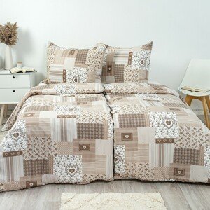 Stanex Pościel z kory patchwork beżowy, 140 x 220 cm, 70 x 90 cm, 140 x 220 cm, 70 x 90 cm