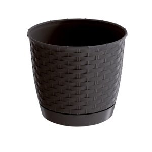 Doniczka z tworzywa sztucznego Ratolla Round, ciemnobrązowy, śr. 16,5 cm, śred. 16,5 cm