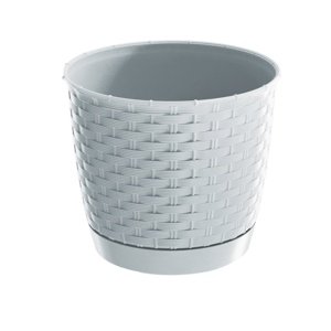 Doniczka plastikowa Ratolla Round biały, śr. 19 cm, śred. 19 cm