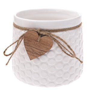 Osłonka ceramiczna na doniczkę Heart, biały, 14 x 12,5 x 11,5 cm