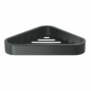 GEDY 328314 Inteligentna półka narożna podprysznic, 17 x 3 x 17 cm, czarny mat