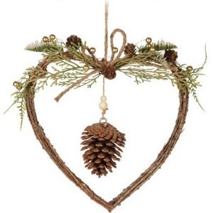 Wisząca dekoracja świąteczna Woody Heart, 34 x 34 x 7 cm