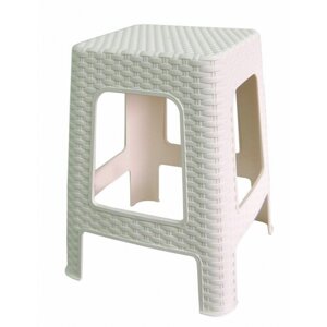 Ogrodowy taboret do sztaplowania Ratan, 45 x 35,5 x 35,5 cm, biały