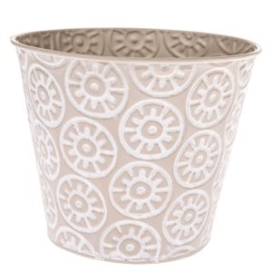 Osłonka metalowa na doniczkę Farisa beżowy, 16 x 13,5 cm