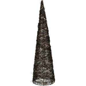 Świąteczny stożek LED Browee ciemnobrązowy, 20 LED, 12 x 40 cm