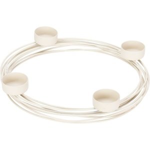 Świecznik metalowy na świeczki typu tea light Klement biały, 28,5 x 3,5 cm