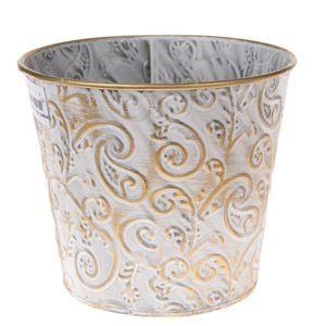 Metalowa osłonka na doniczkę Gold wawe, 15 x 13 cm