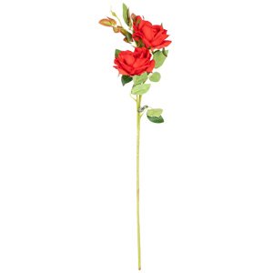 Sztuczna róża z dwoma kwiatami i pączkiem,czerwona, 71 cm