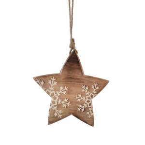 4Home Dekoracja z drewna mango Snowflake Star, 20 cm